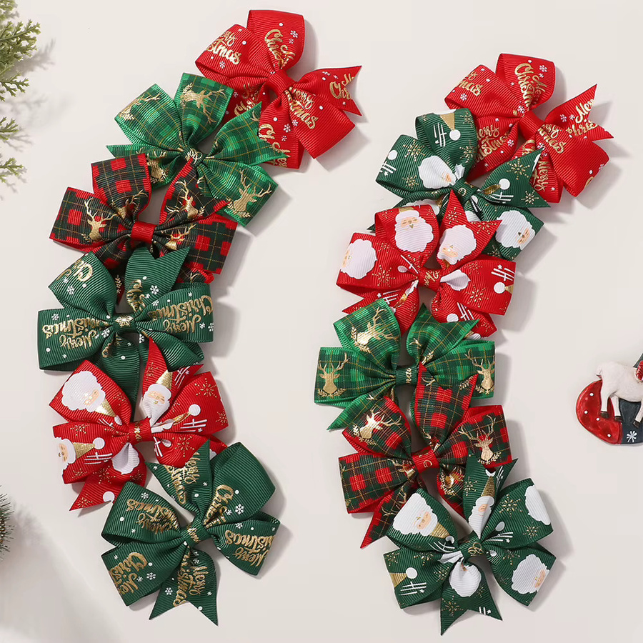 Haarschmuck-Set für Kinder, Weihnachtsmotiv, Schleifen, Haarspangen - Bild 2