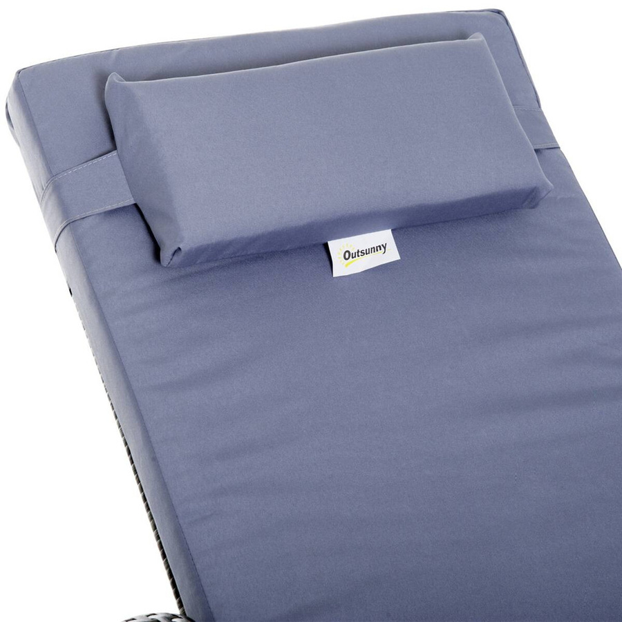 Outsunny Gartenmöbel 3er-Set aus Polyrattan mit Tisch und wetterfesten Auflagen, Grau, B/H/T: 200 x 30 x 73 cm - Bild 6