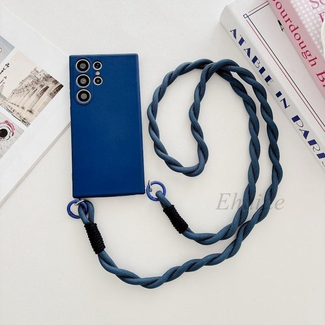Stoßfeste Silikon-Lanyard-Hülle mit Crossbody-Band für Samsung Galaxy S26 S25 S24 S23 S22 S21 Ultra FE A56 A16 A55 in Schwarz, Braun, Rot, Blau oder Grün - Bild 1