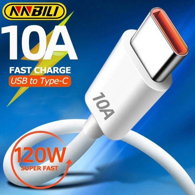 NNBILI USB Typ C Kabel 120 W Superschnellladung für Huawei P40, Xiaomi 14, Redmi 13, OnePlus 11 und POCO in Beige oder Weiß - Bild 1