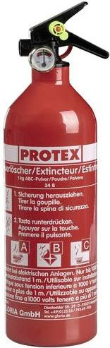 Protex PS1-X Pulverfeuerlöscher mit Manometer, fluorfrei, Farbe: Rot, Inhalt: 1 kg, Brandklassen: A, B, C - Bild 1