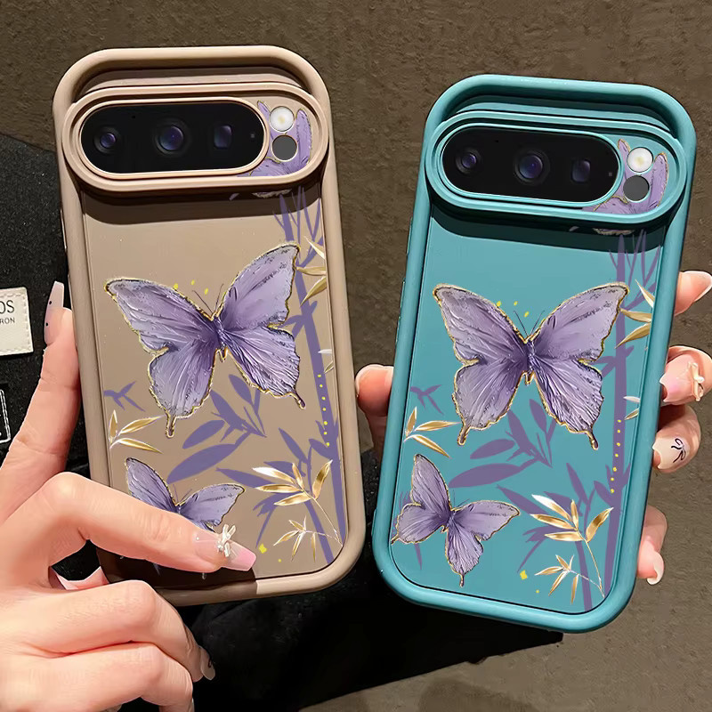 Stoßfeste Silikon-Handyhülle mit lila Schmetterlingsmuster für Google Pixel 10, 9 Pro XL, 9, 8 Pro, 9A, 8A und 7A - Bild 1
