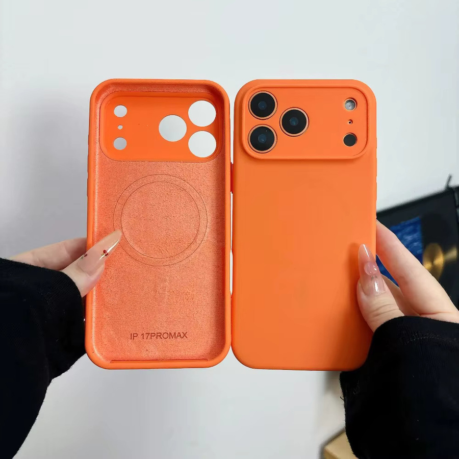 FUCHU Magnetische Flüssigsilikon Hülle mit Kameraschutz und MagSafe Kompatibilität für iPhone 17 16 15 14 13 12 Pro Max Plus in Gelb - Bild 1