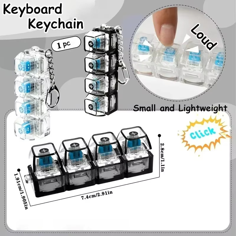 Amagi 4-Tasten-Fingertastatur-Schlüsselanhänger, RGB-Tastatur, Fidget-Spielzeug mit Lichtern - Bild 4