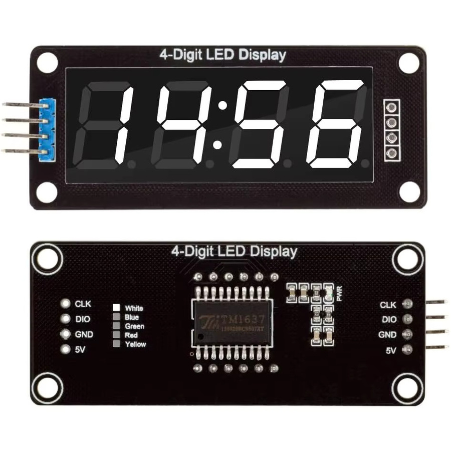 AOKIN TM1637 0,56 Zoll LED-Digitalanzeige 7-Segment 4-stellige Uhr mit Doppelanzeige in Rot, Grün, Weiß, Gelb oder Blau - Bild 2
