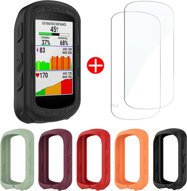 Schutzset für Garmin Edge 840 und 540 mit weißer TPU-Silikonhülle und 2 Stück gehärtetem Glas Displayschutzfolie - Bild 1