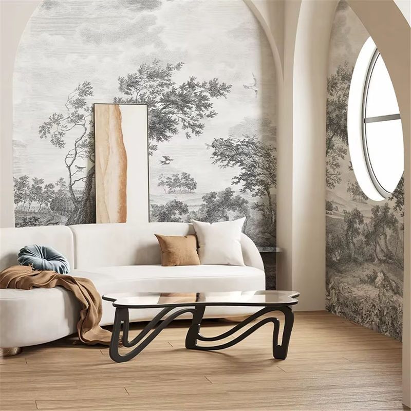 Vintage Waldbäume Tapete in Grau für Wohnzimmer und Schlafzimmer als Wandbild - Bild 2