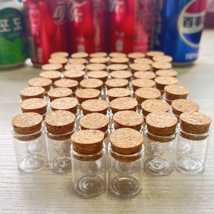 Mini-Weihnachts-Wunschflaschen aus Glas mit Korkverschluss, 5 ml, transparent, B/T/H: 17 x 22 x 30 mm - Bild 2