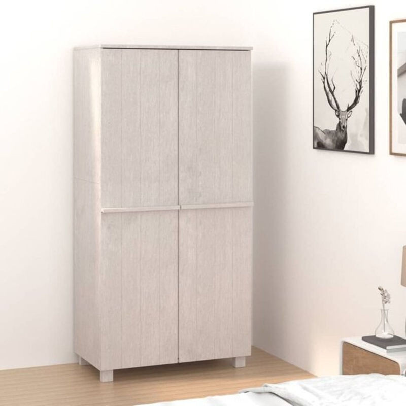 Kleiderschrank Hamar von vidaxl aus Kiefer Massivholz in Weiß, B/T/H: 89 x 50 x 180 cm - Bild 1