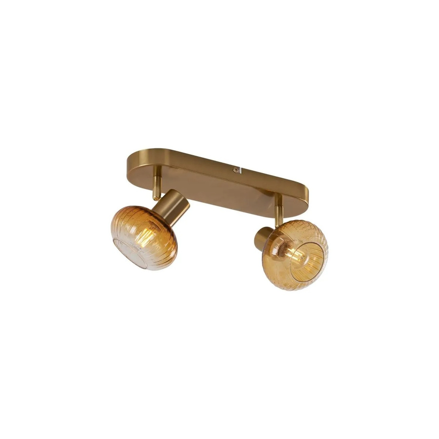 QAZQA Runde Deckenleuchte Teddy in Gold mit Bernsteinglas, 2-flammig - Bild 2