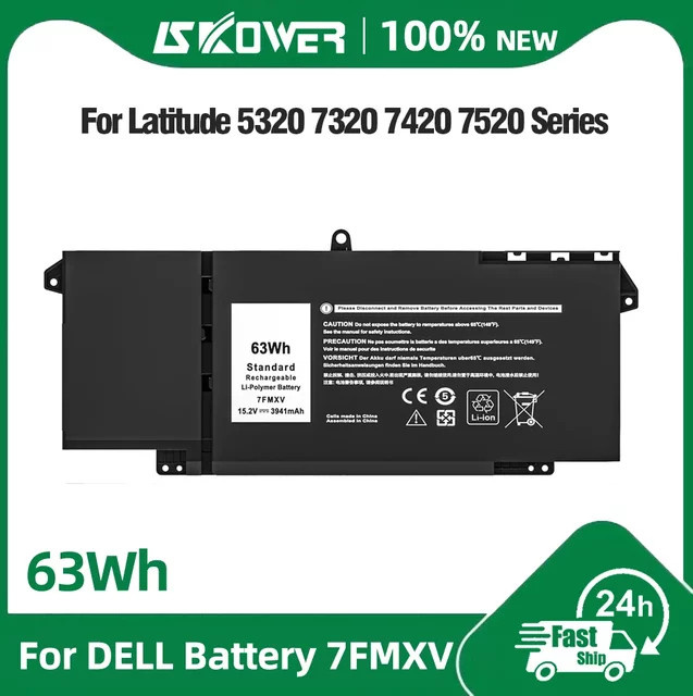 Dell Laptop-Akku 15,2V 63Wh in Schwarz für Latitude 5320 7320 7420 7520 2-in-1 und P133G P134G P135G P136G P138G P139G P110F 9JM71 - Bild 1