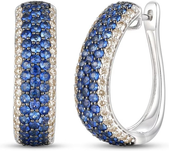 YoYo Creolen, Silber, blauer Zirkonia, Damen - Bild 1