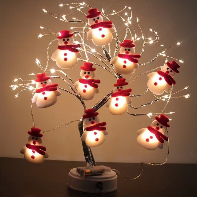 LED Schneemann Weihnachts-Lichterkette in Weiß für deine Weihnachtsdekoration - Bild 1