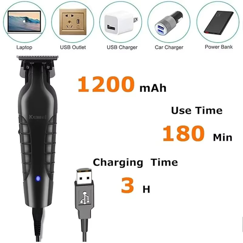 Kemei KM-2299 Elektrischer Haarschneider, Schwarz, Unisex - Bild 2