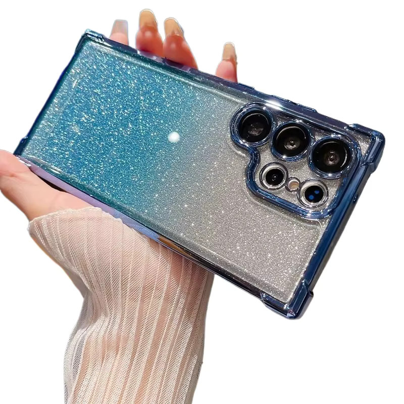 Stoßfeste Glitzer Soft-TPU Handyhülle für Samsung Galaxy S26 Ultra S25 Edge S24 S23 FE Plus mit Airbag-Schutz in Grün - Bild 3