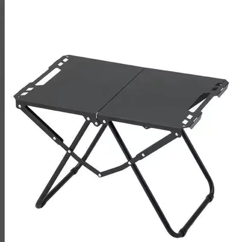 LIUSHADUOLA Klappbarer Campingtisch aus Metall in Schwarz, Rechteckiger Outdoor-Picknicktisch für Garten und Camping - Bild 3