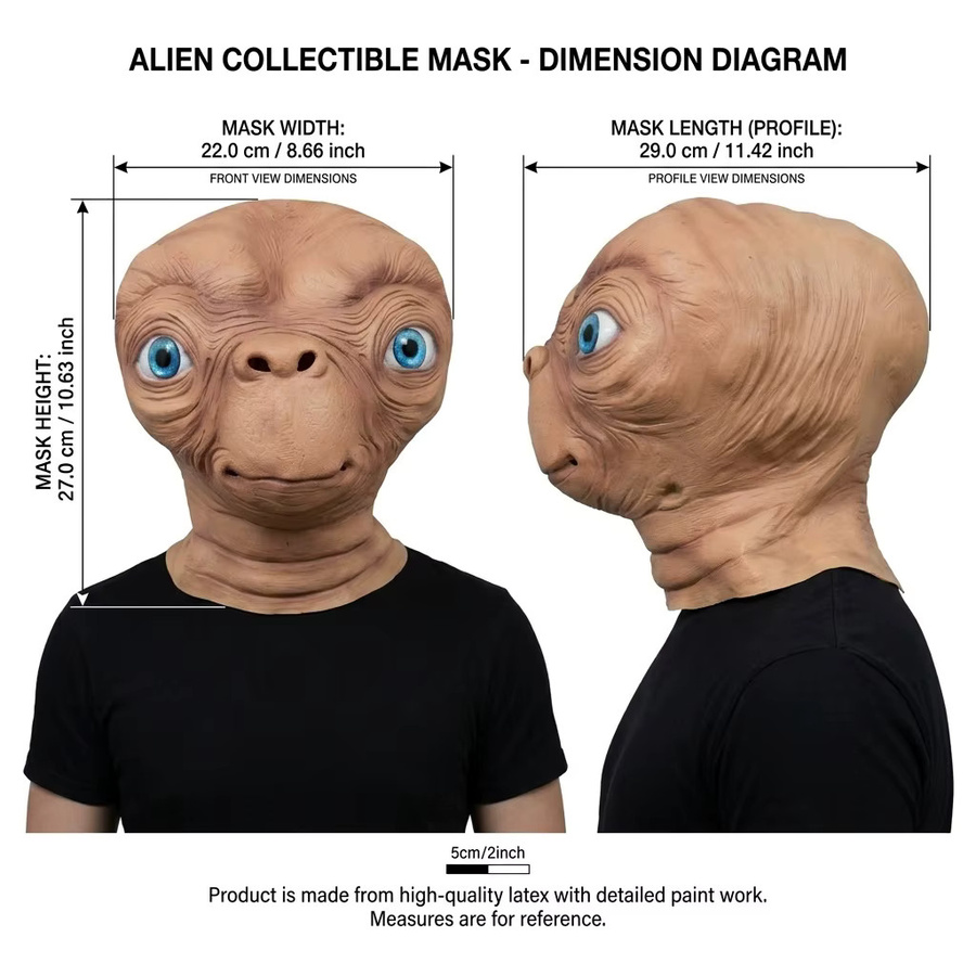 patygr Alien-Latexmaske, Weltraum, Vollkopfmaske, Gummi, Unisex - Bild 2