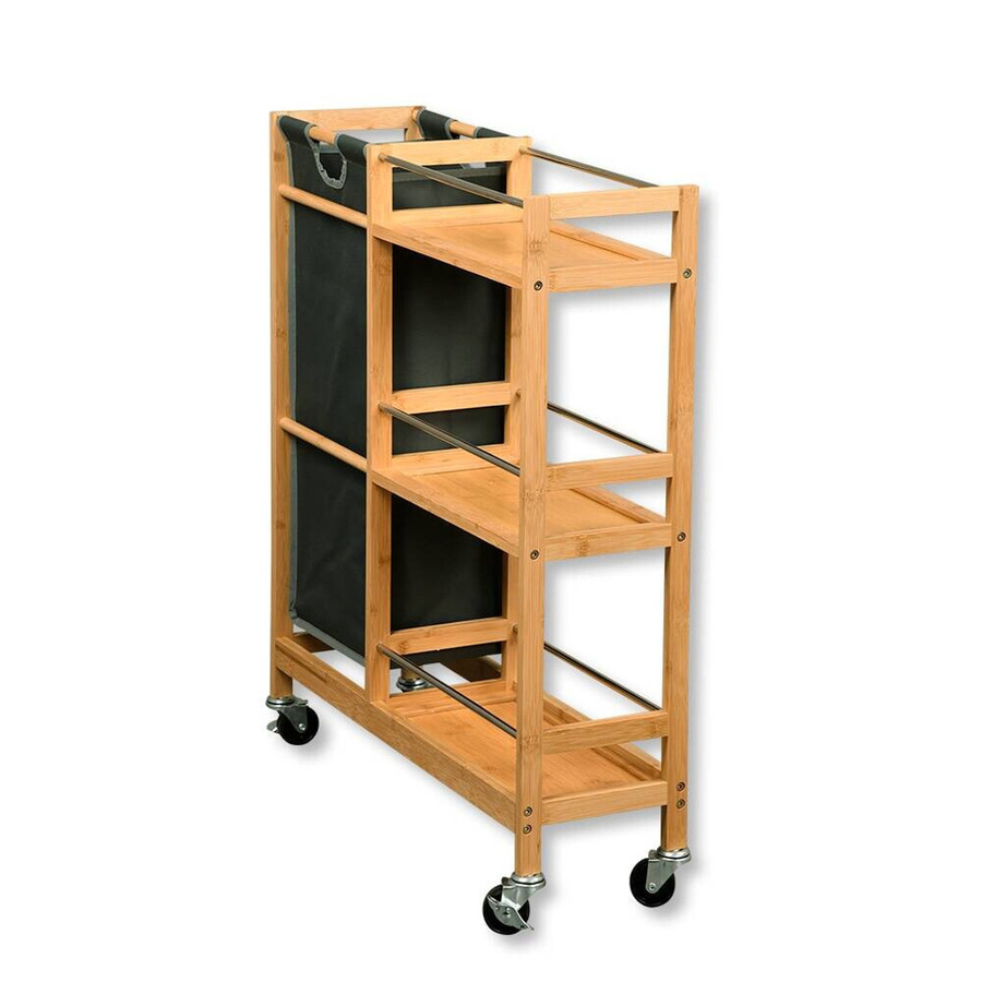 Kesper Nischenwagen mit Flaschensammler aus Bambus in Grau/Braun, B/H/L: 24,5 x 9,5 x 79 cm - Bild 2