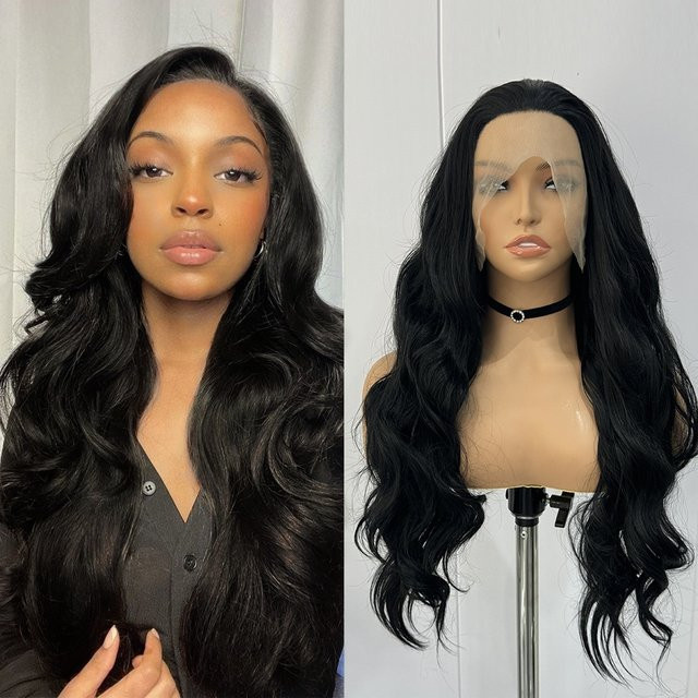 UStyleHair Perücke, schwarz, synthetisch, lang, gewellt, Damen - Bild 1