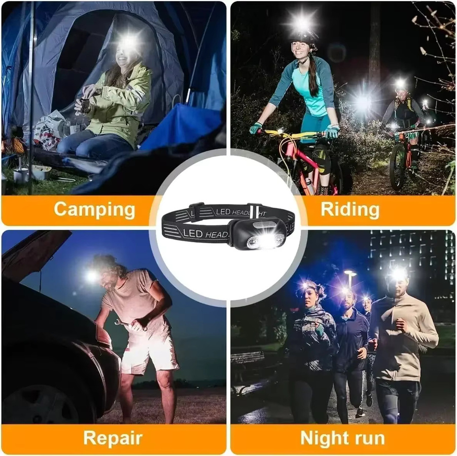 NEWBIRTH Sensor-LED-Stirnlampe in Schwarz, wiederaufladbare tragbare Stirnlampe mit Bewegungssensor für Camping und zum Lesen - Bild 6