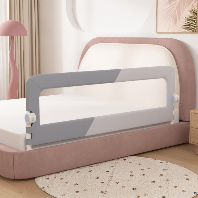 BabyBloom Shop Bettgitter für Babys ohne Montage, faltbar, grau, Länge: 190 cm - Bild 1