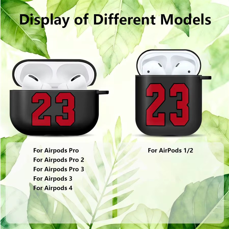 Schutzhülle im Basketball Nr. 23 Design für Apple AirPods 1, 2, 3, 4 und Pro 1, 2, 3 in Schwarz - Bild 2