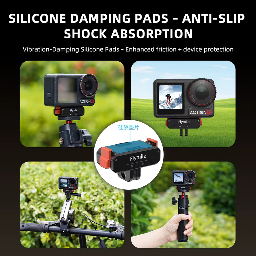 Flymile Action 5 Pro Schnellverschluss-Basis, magnetischer Halterungsadapter für DJI Osmo 360 in Schwarz, Verlängerungs-Montagebasis - Bild 3