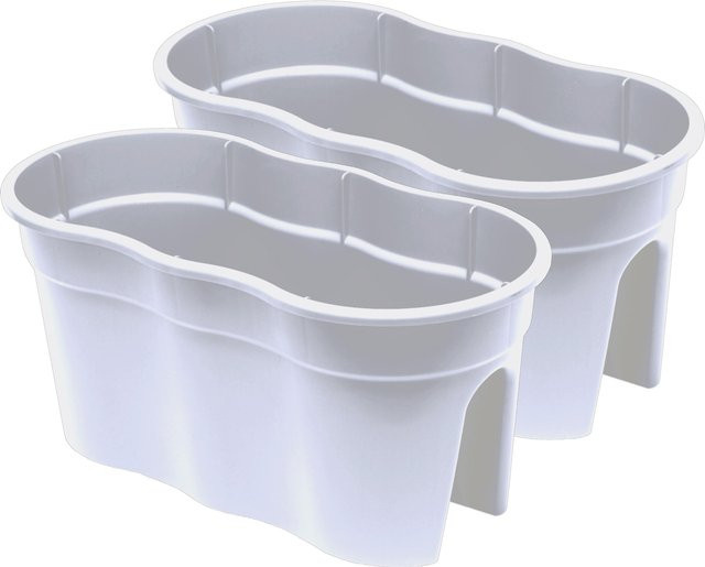 KHW Balkonkasten Flowerclip XL 2er Set Weiß - Bild 1