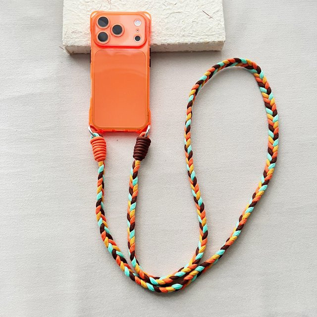 Geflochtene Lanyard-Handyhülle für Apple iPhone 17 Pro Max und iPhone 17 Pro in Multicolour mit Crossbody-Trageband - Bild 1