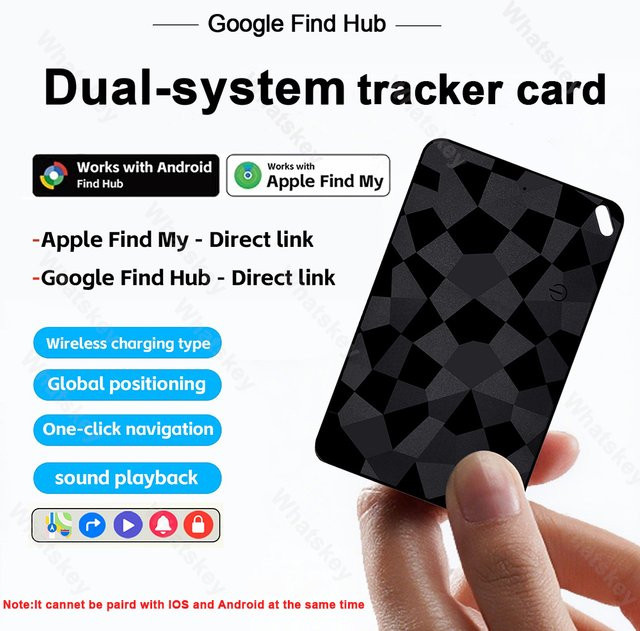 Peocke Bluetooth Wallet Tracker Karte für Android in Schwarz, ultradünner wasserfester Key Tracker mit kabellosem Laden und Find My Funktion - Bild 1