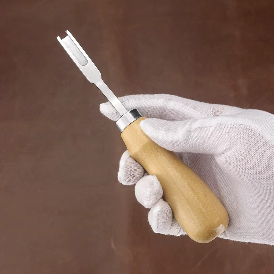 QJH Lederkanten-Schnitzwerkzeug mit breiter Öffnung für DIY Leathercraft, Kantenschneide-Trimmer aus Kunstleder, 1 Stück - Bild 3