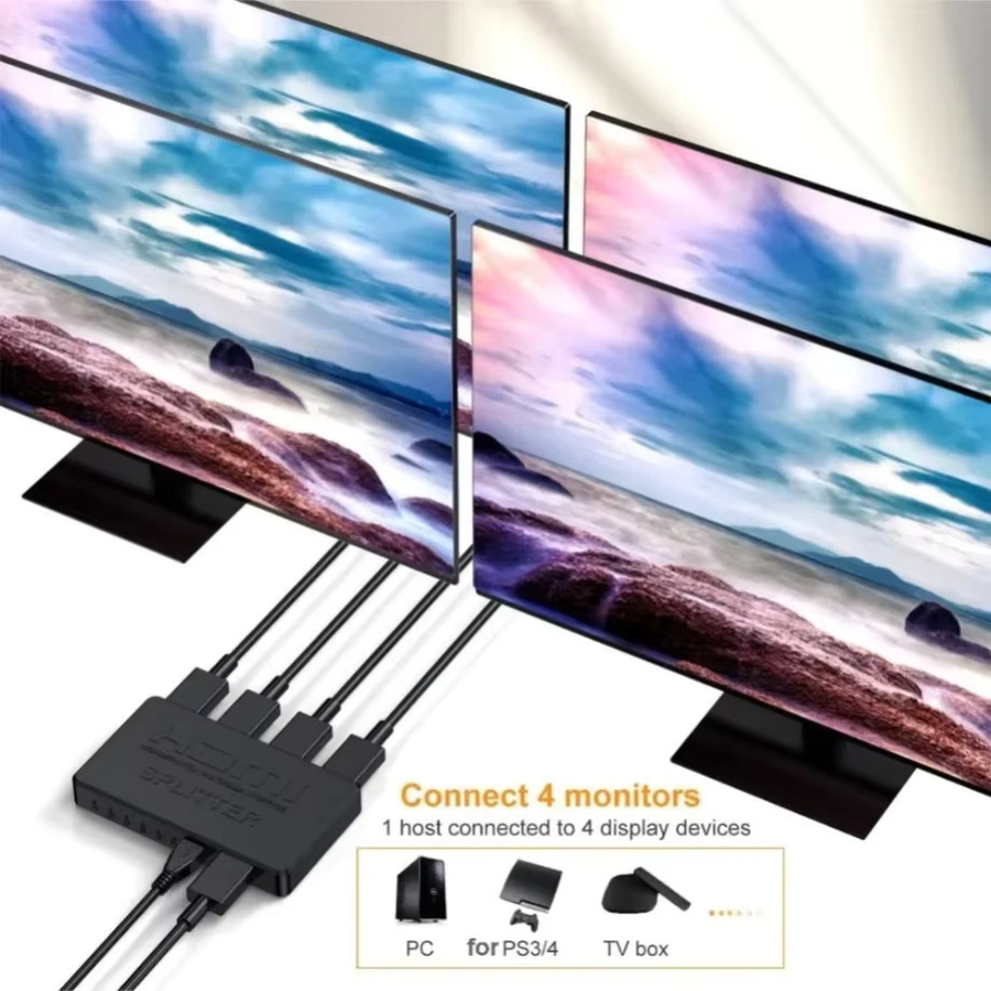 PzzPss HDMI Switcher 4x1 Video Splitter 4K HDMI Hub Adapter in Schwarz - Bild 3