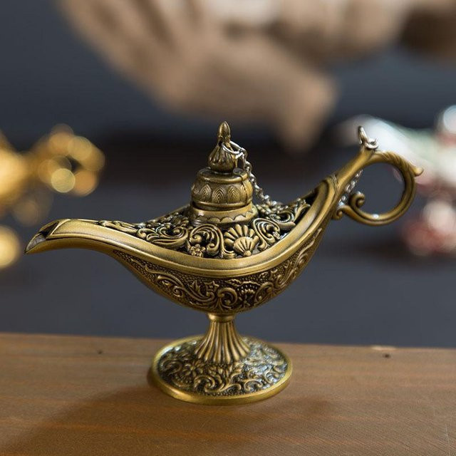 Aladdin Magische Dschinn Lampe Retro Räuchergefäß aus Metall in Schwarz, Silber, Gold oder Rot, Höhe: 12 cm - Bild 1