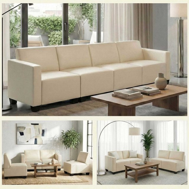 MCW Moncalieri Modulares 4-Sitzer Sofa in Beige mit Kunstlederbezug - Bild 1