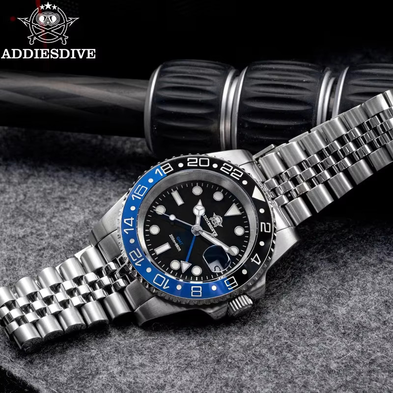 ADDIESDIVE GMT-Uhr, Quarz, Edelstahl, 20 ATM, Herren - Bild 3