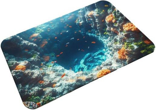 Yousheng 3D Unterwasserhöhle Teppich mit optischer Täuschung, Blauer Ozean, rutschfeste Bodenmatte für Kinderzimmer, Badezimmer, Schlafzimmer oder Wohnzimmer, B/T: 80 x 50 cm - Bild 1