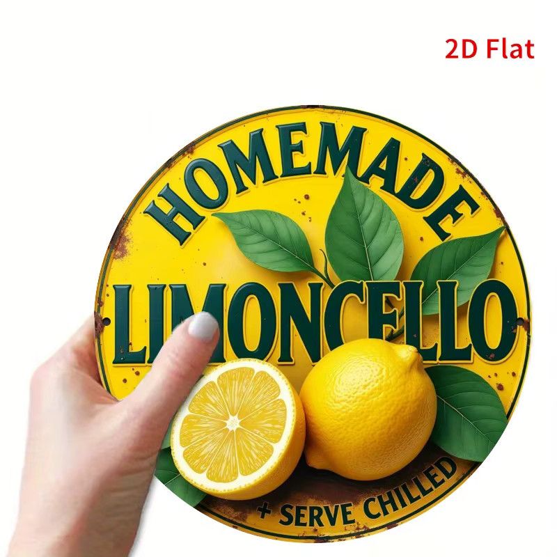 Vintage Metallschild Hausgemachte Limoncello Wanddeko Gelb B/H: 19,81 x 19,81 cm - Bild 3