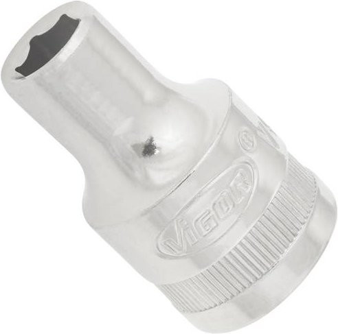 Vigour Steckschlüsseleinsatz V4709N mit 1/2 Zoll Innenvierkant und 8mm Außensechskant Profil in Silber, Gesamtlänge: 3,8 cm - Bild 1