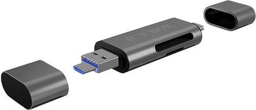 ICY BOX Externer Speicherkartenleser IB-CR200-C mit USB-C, USB 3.2 Gen 1 und Micro USB 2.0 in Anthrazit - Bild 1