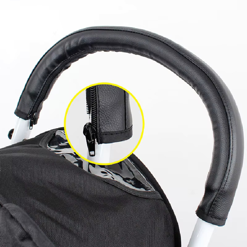 Universelle Anti-Rutsch Schutzhülle für Kinderwagen-Griffe aus weichem PU-Leder in Schwarz oder Braun - Bild 3
