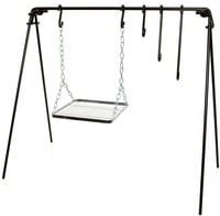 Petromax Holzgrill Feuerbrücke frk1 in Schwarz aus Stahl mit verstellbarem Grillrost und drei Haken - Bild 1