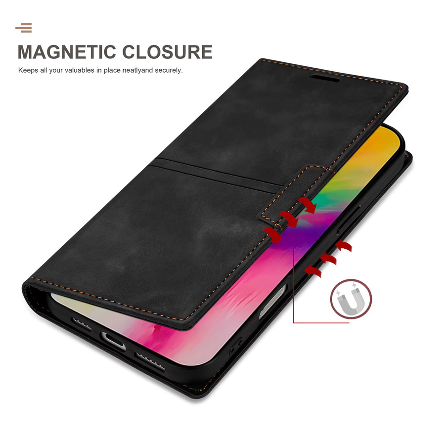 Luxuriöse Flip-Lederhülle von aierkeba für iPhone Modelle mit Kartenfächern und Schutzabdeckung in Pink oder Black - Bild 3