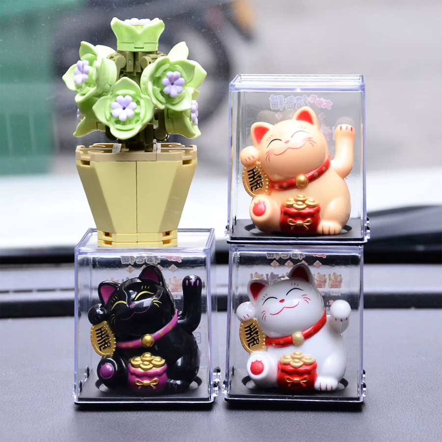 ACRDDK Mini Winke Katze Dekoration Solarbetrieben als Glücksbringer Skulptur für Home Office und Auto - Bild 3