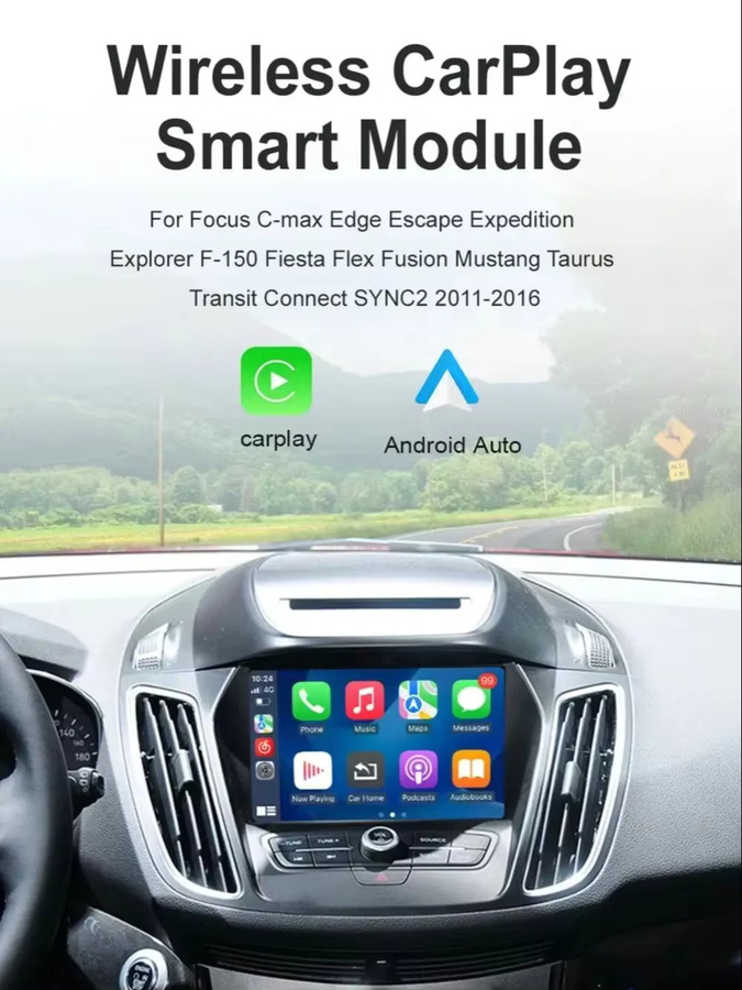 AUTOABC Drahtlose CarPlay und Android Auto Navigation Decoder Box für Ford Sync 2 F-150 Expedition Super Duty in Schwarz - Bild 6