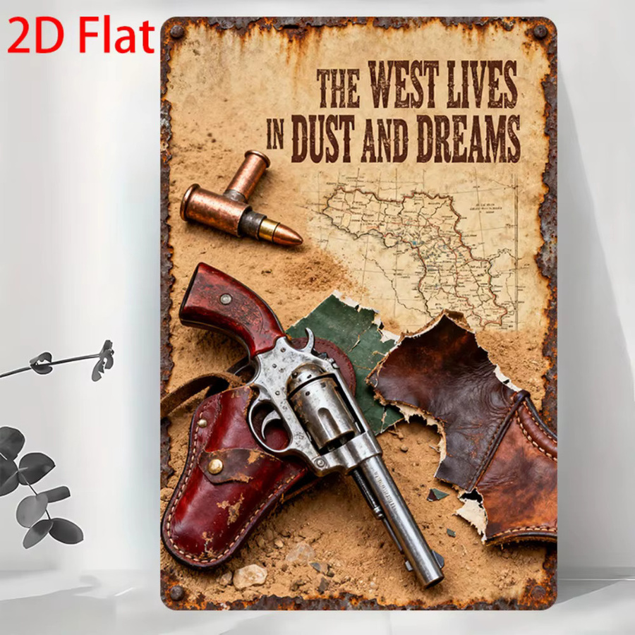 CIFBUY Retro Cowboy Revolver Metallschild in Braun als Vintage Wanddekoration - Bild 2