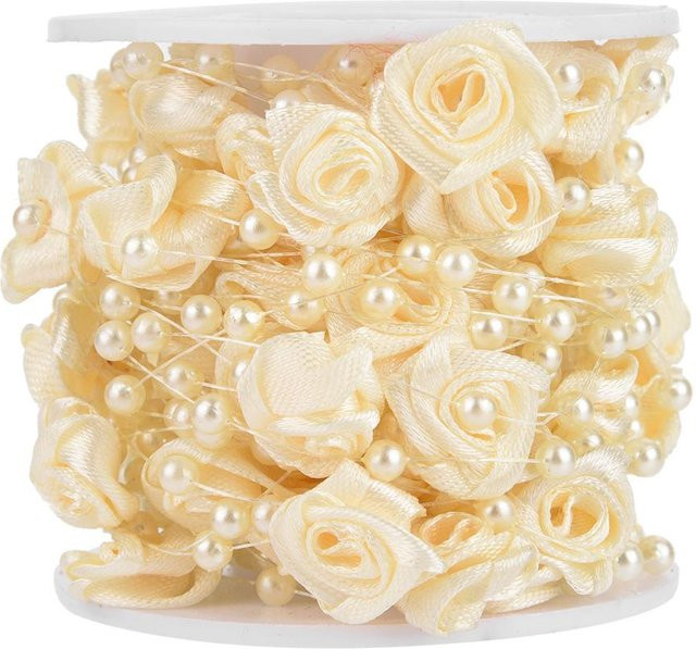 GoolRC Künstliche Perlen-Girlande in Beige, 10m Rolle Rose-Draht für Hochzeitsdekoration und DIY-Projekte - Bild 1