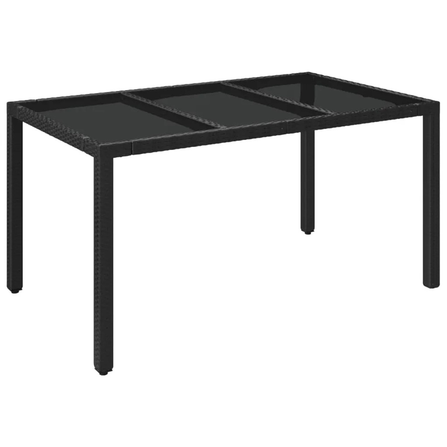vidaXL Gartentisch aus Poly Rattan mit Hartglasplatte in Schwarz, B/T/H: 150 x 90 x 75 cm - Bild 2