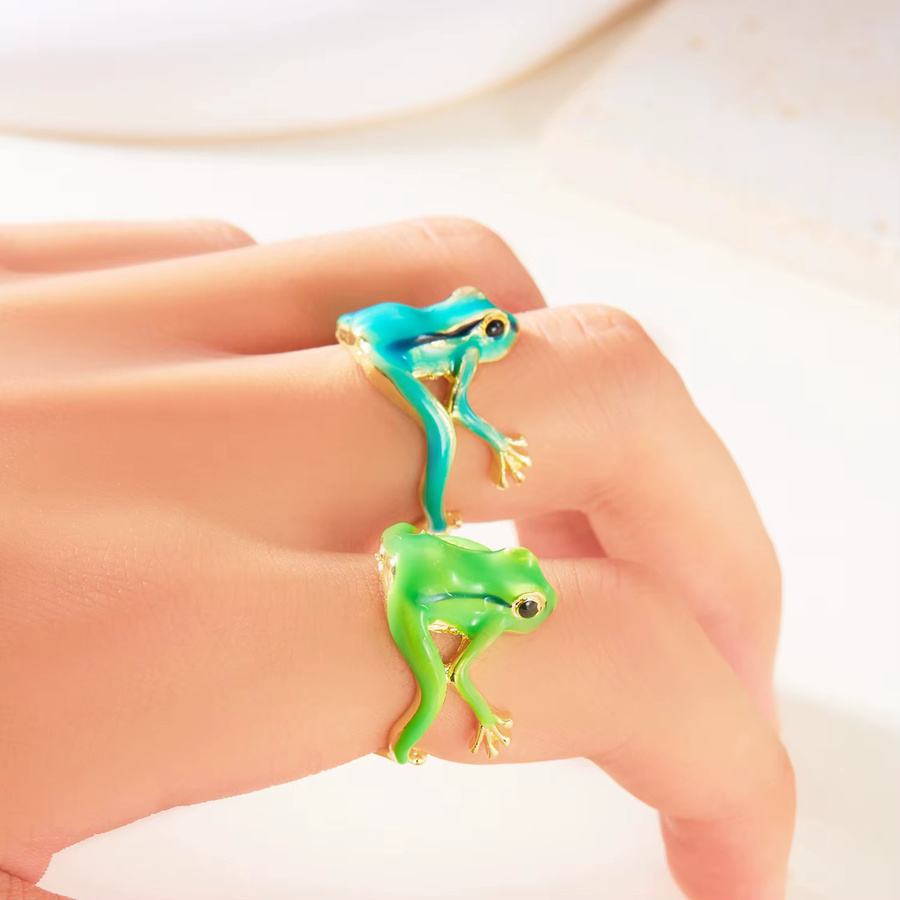 RINHOO FRIENDSHIP Ring, Frosch Kröte, Gold, Unisex, Vintage - Bild 2