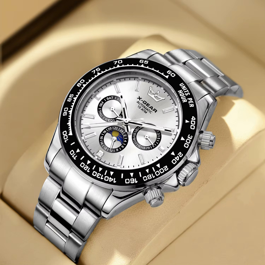 X-GEAR Armbanduhr Automatik, Edelstahl, Keramik, Silber, Herren - Bild 1