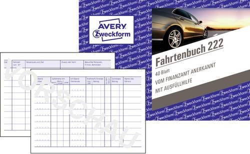 Avery Zweckform Fahrtenbuch 222, DIN A6 Querformat, 56 Blatt, Weiß und Blau - Bild 1